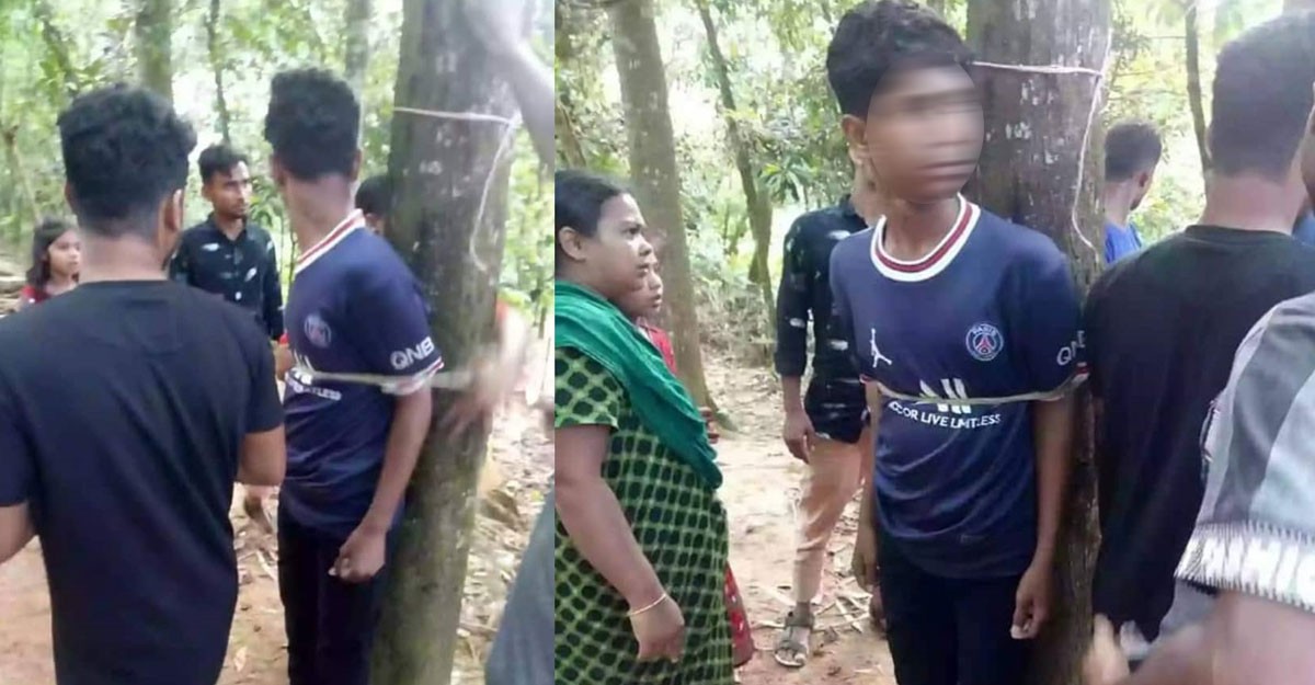 পাওনা টাকার জন্য স্কুলছাত্রকে গাছের সঙ্গে বেঁধে নির্যাতন